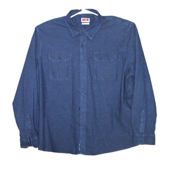 Wrangler Medium Blue Denim Mens 3XL Flex For Comfort Button Up Long Sleeve Shirt - Picture 6 of 6